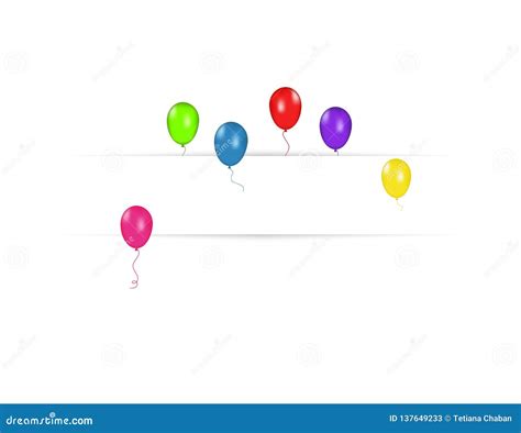 Blank Banner With Color Balloons Isolated On White Background Vector