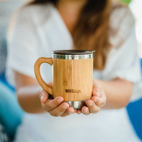 Personalised Reusable Sustainable Bamboo Mug With Lid By Global Wak