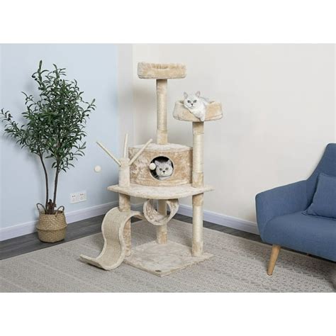 Go Pet Club 55 In Cat Tree And Condo Scratching Post Tower Beige