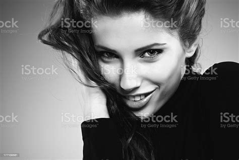 Beautiful Woman Portrait Black And White Stock Photo Download Image
