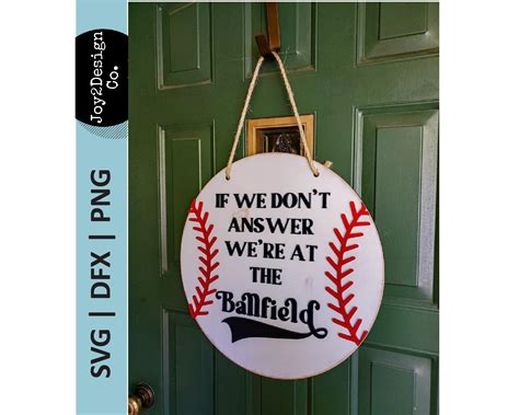 At The Ballfield Svg Dfx Png Baseball Door Hanger Svg Etsy