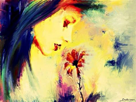 Woman Smelling A Flower Art Art Painting Artwork