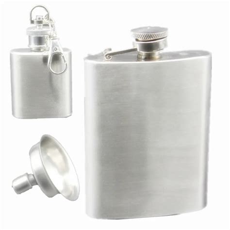 Stainless Steel Hip Flask Bottle Whiskey Wine Brandy With Funnel
