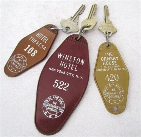 Vintage Hotel Room Key Fobs With Keys Collection Of 3