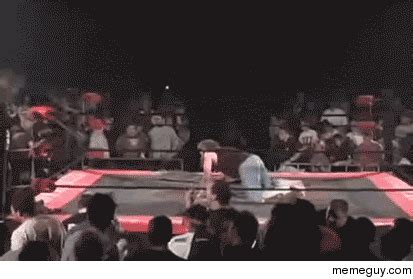 The fastest meme generator on the planet. Fans throw hundeds of chairs at a wrestler - Meme Guy