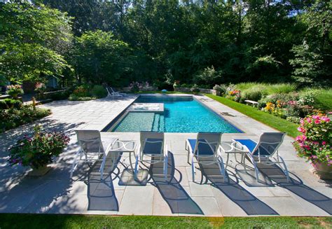 Pool And Spa With Sun Shelf Contemporary Pool New York