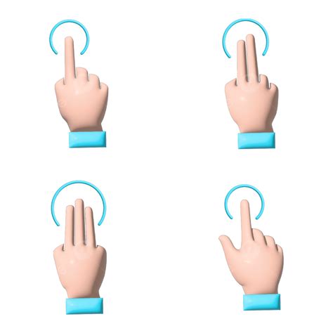 Set Of 3d Vector Touch Or Click Hands Gesture Design Icon Computer Hand