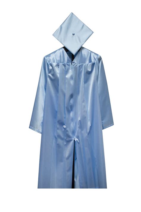 Shiny Finish Graduation Cap And Gown Light Blue With One Or Two Color Ta