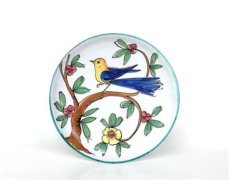 Decorative Bird Plate Hand Painted Italian Pottery Plate Wall Etsy