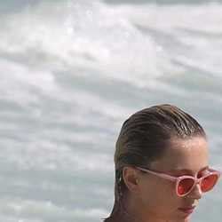 Caroline Vreeland Wears A Red Swimsuit At Tulum Beach In Mexico