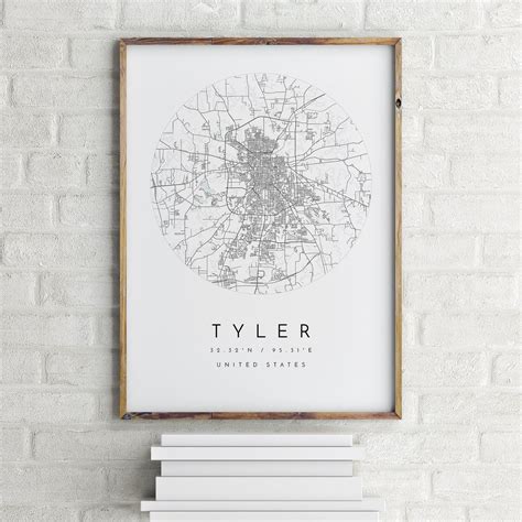 Tyler Map Tyler Texas City Map Home Town Map Tyler Print Etsy