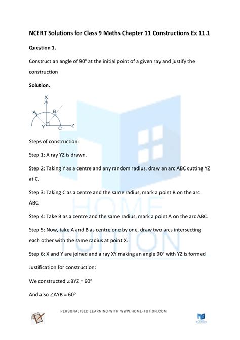 Ncert Solutions For Class 9 Maths Chapter 11 Constructions