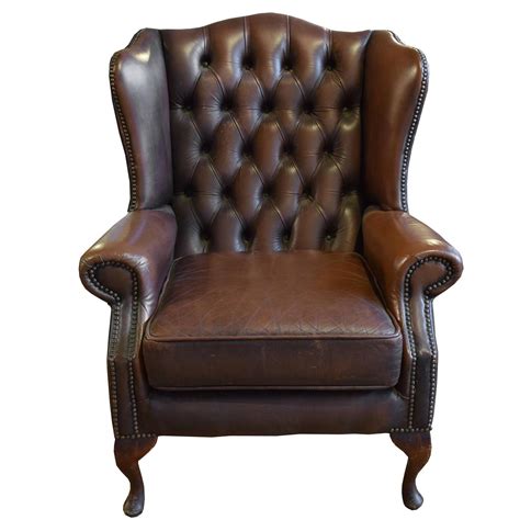 Tufted Leather Wing Chair For Sale At 1stdibs