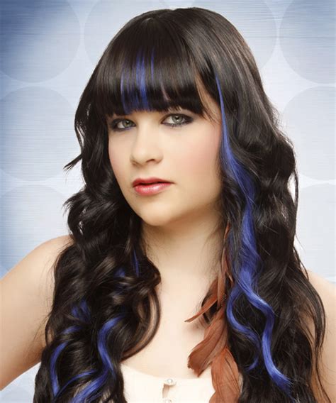 Long Wavy Formal Hairstyle With Blunt Cut Bangs Black