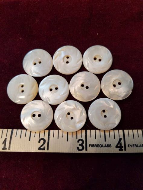 Beautiful Vintage Carved Mother Of Pearl 2 Hole Buttons For Etsy