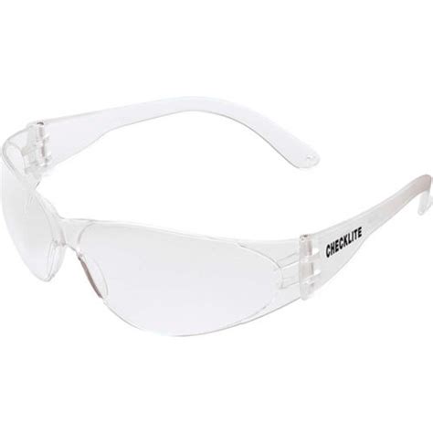 mcr safety cl110 crews checklite safety glasses clear lens clear frame anti scratch