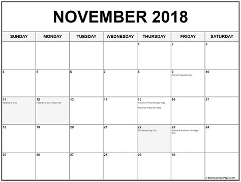 20 November 2018 Calendar Free Download Printable Calendar Templates ️