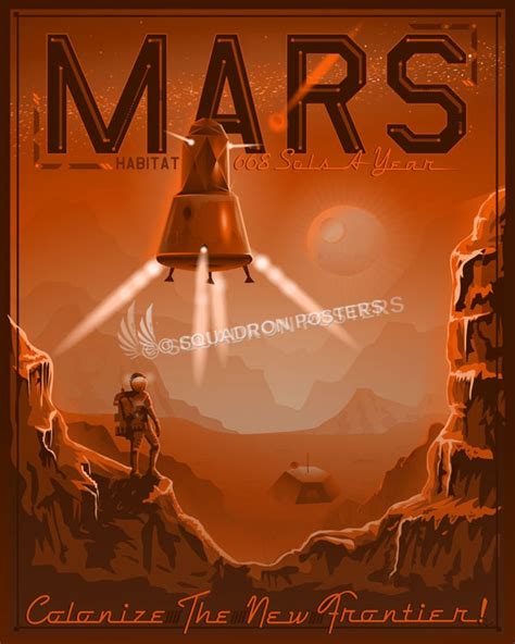 Colonize Mars Space Travel Poster Squadron Posters