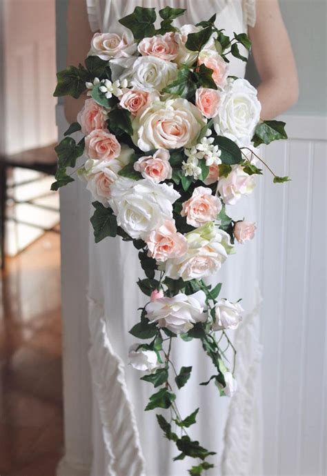 cascade bouquet wedding flowers wedding bouquet silk etsy in 2021 flower bouquet wedding