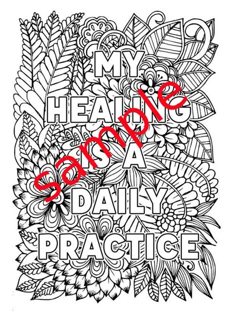 healing journey adult coloring pages floral botanical etsy