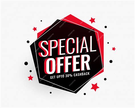 Free Vector Special Offer Sale Banner In Hexagonal Shape With Stars