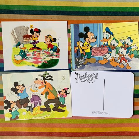 Mickey And Minnie Mouse Postcards Disney Postcards Disney Etsy