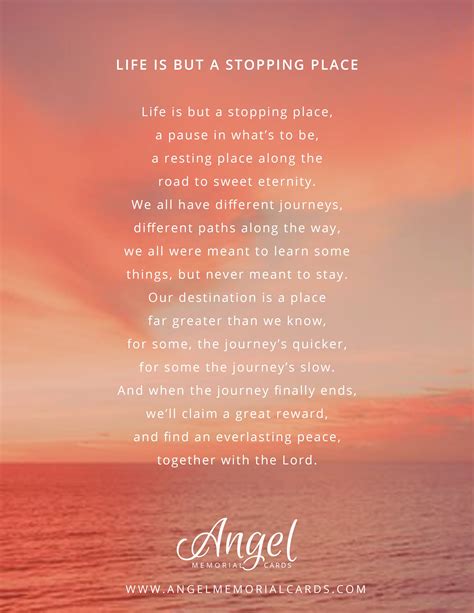Life Is But A Stopping Place Funeral Memory Poem For Memorial Cards