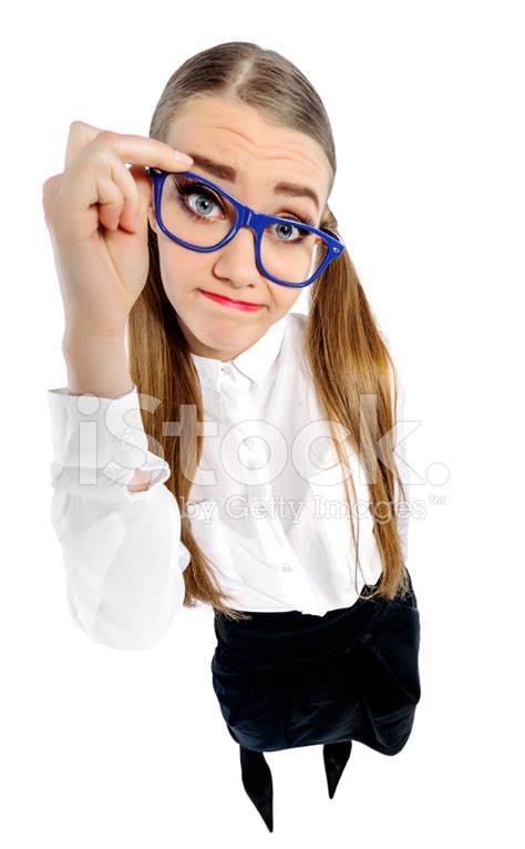 Thinking Nerd Woman Stock Photo Royalty Free Freeimages