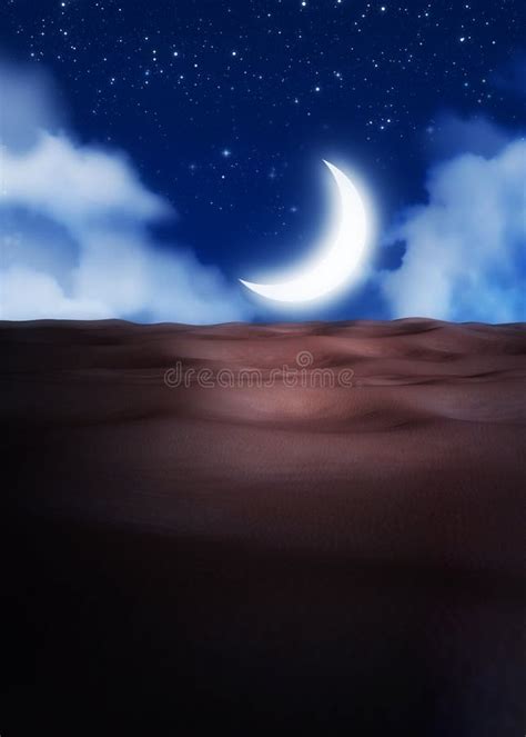 Moon Over Desert Stock Illustration Illustration Of Desert 251885931
