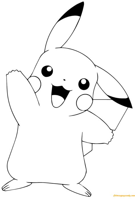 Pokémon Go Pikachu Waving Coloring Pages Cartoons Coloring Pages