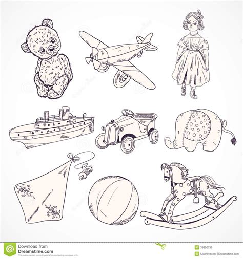 Toys Sketch Icons Set Stock Vector Illustration Of T 39850736