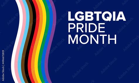 Lgbtq Pride Month Banner Lgbtqia Pride Month Text On Dark Blue Background With Pride Flag