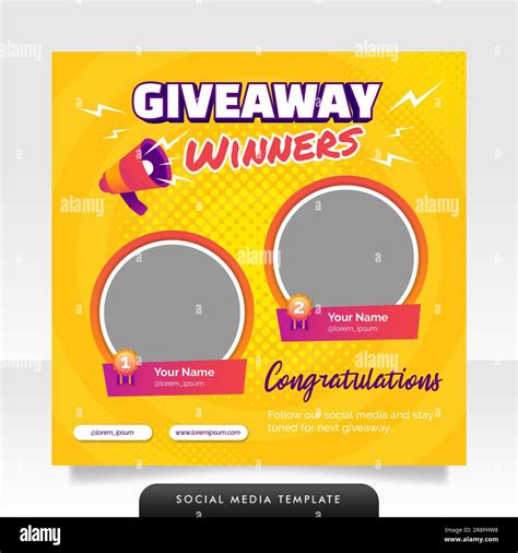 Giveaway Winner Announcement Social Media Post Banner Template Stock