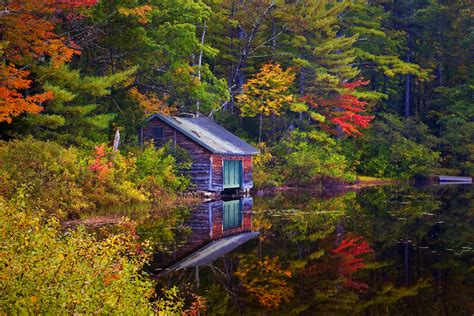 Cabin On Autumn Lake