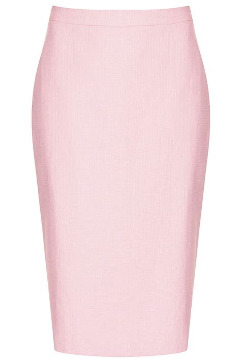Topshop Pink Tweed Pencil Skirt In Pink Lyst