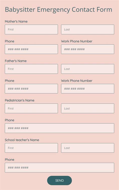 Free Babysitter Emergency Contact Form Template