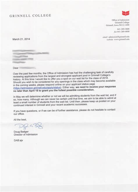 College Acceptance Letter Sample Template Business
