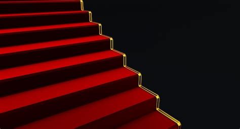 Premium Photo 3d Render Of Red Stairs Red Carpet On Stairs
