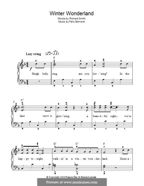 Piano Version Winter Wonderland Von F Bernard Noten Auf Musicaneo