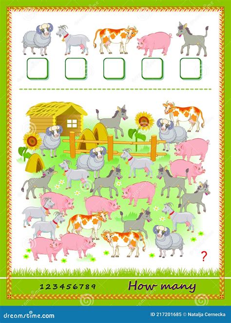 Math Education For Children How Many Farm Animals Can You Find Count