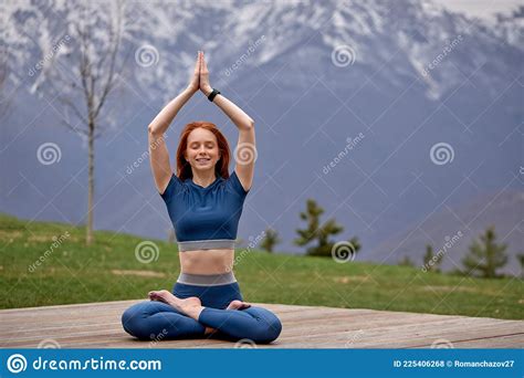 Calm Woman Practice Yoga Exercise Fit Female Practicing Yoga Pose