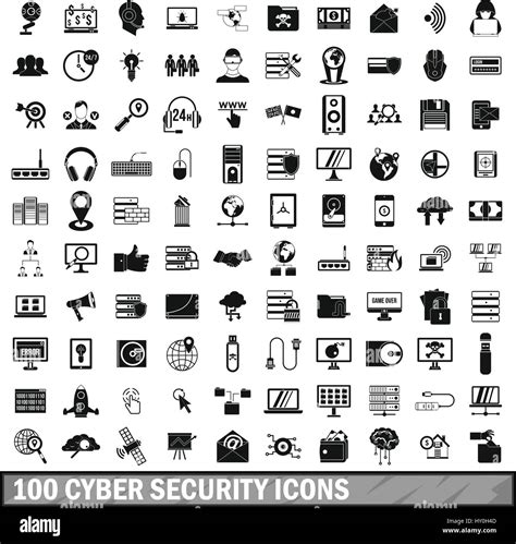 100 Cyber Security Icons Set Simple Style Stock Vector Image And Art Alamy