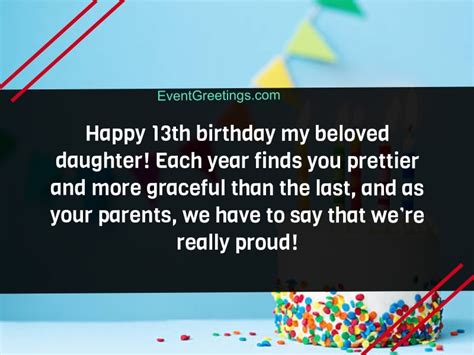 13th Birthday Wishes For Daughter