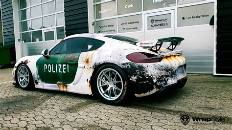 Rusty Polizei Wrap Porsche Cayman GT4 Is How to Troll the Police from