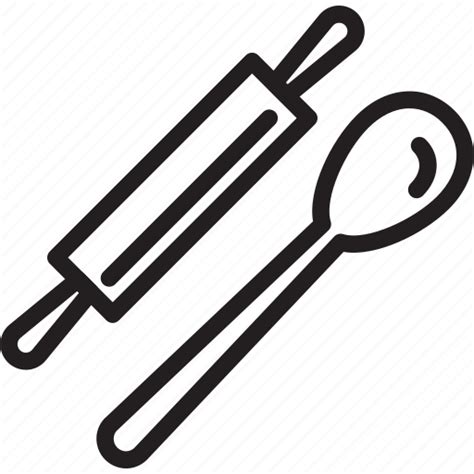 Bake, bakery, kitchen, pin, rolling, spoon icon png image
