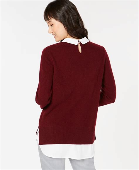 Charter Club Pure Cashmere Embellished Layered Look Sweater Created For Macys And Reviews