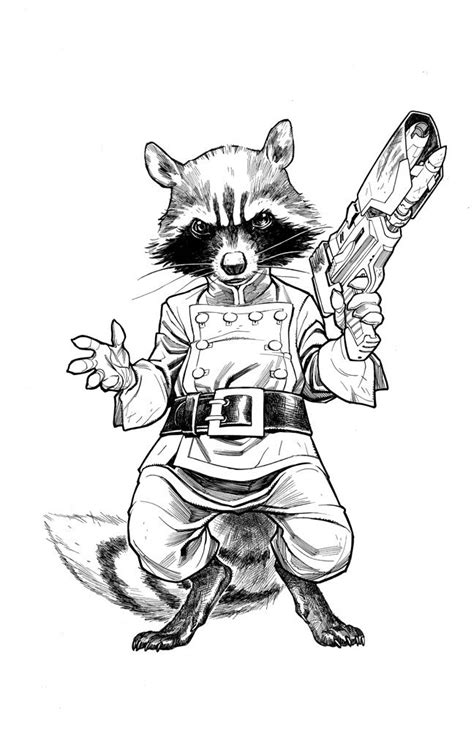 Rocket Raccoon Bw By Stephaneroux On Deviantart Marvel Drawings