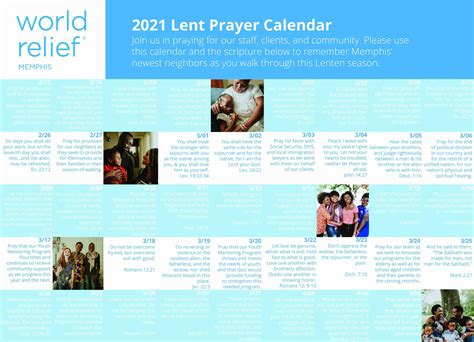 2021 Lent Prayer Calendar World Relief