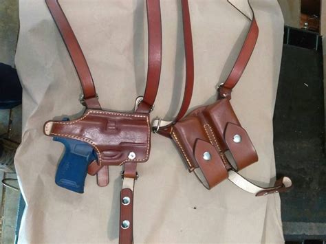Sig Sauer P365 Shoulder Holster With Double Magazine Right Handed Brown