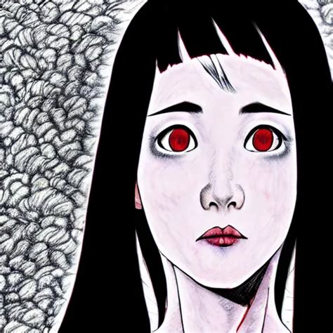 A White Girl Withblack Hair By Junji Ito Colored Stable Diffusion